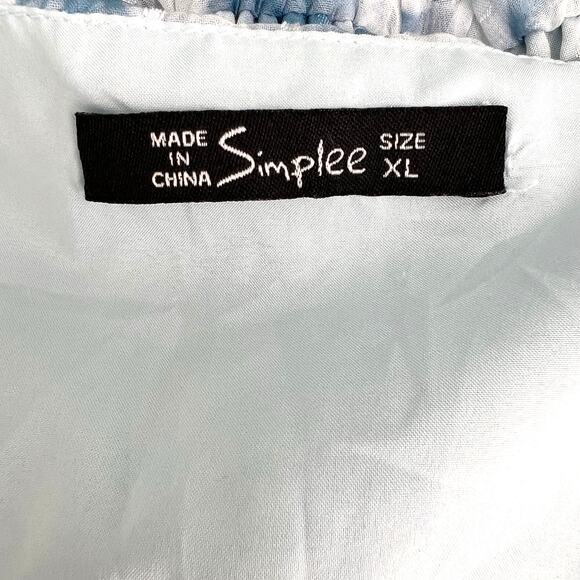 Fit & Flare Swiftie Dress Sz XL Blue White Balloon Sleeve Ruffle Floral Romantic - Picture 6 of 16